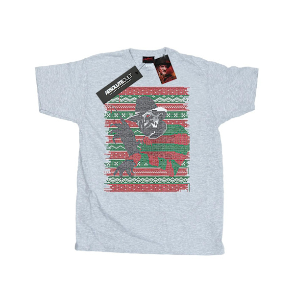 A Nightmare On Elm Street Herr Jul Fair Isle T-Shirt 3XL Sports Grey 3XL