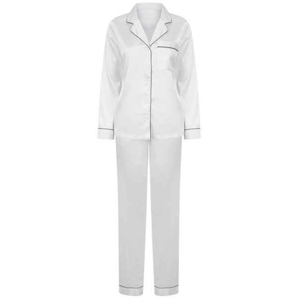 Towel City Dam/Dam Satin Lång PJ Set M/L Vit White M/L
