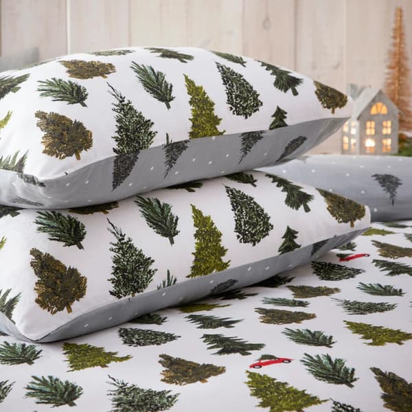 Furn Evergreen Borstad Bomullsduvetöverdrag Set Singel Grön Tall Pine Green Single