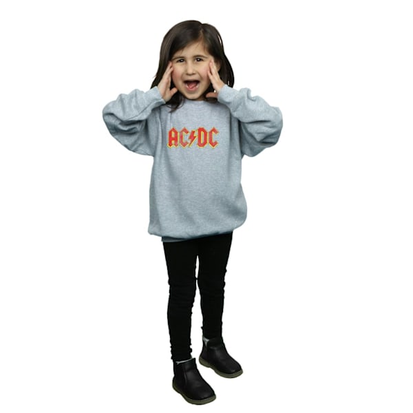 AC/DC Girls Distressed Red Logo Sweatshirt 5-6 år Sports Grey Sports Grey 5-6 Years