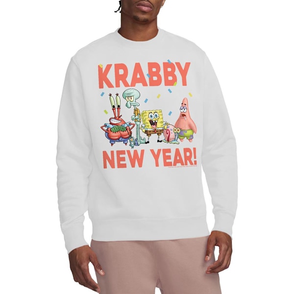 SvampBob Fyrkant Unisex Vuxen Krabby Nyår Sweatshirt S White S