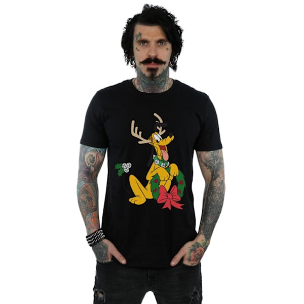 Disney Mens Pluto Christmas Reindeer T-Shirt XXL Svart Black XXL