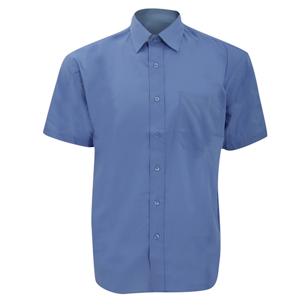 Russell Collection Herr Kortärmad Poly-Cotton Easy Care Poplin Corporate Blue 15.5