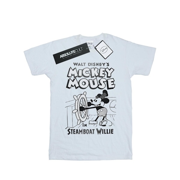 Disney Boys Mickey Mouse Steamboat Willie T-shirt 7-8 år Vit White 7-8 Years