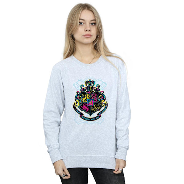 Harry Potter Dam/Kvinnor Neon Hogwarts Crest Sweatshirt L Hea Heather Grey L