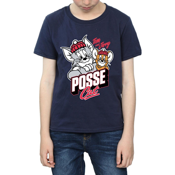 Tom And Jerry Boys Posse Cat T-Shirt 7-8 år Marinblå Navy Blue 7-8 Years