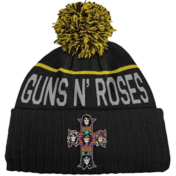 Guns N Roses Unisex Vuxen Cross Bobble Beanie En Storlek Svart/Gul Black/Yellow One Size
