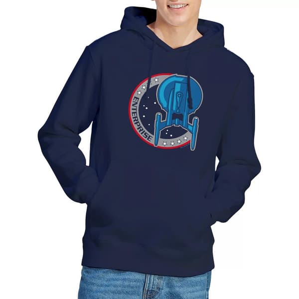 Star Trek Enterprise Patch Hoodie för män M Marinblå Navy M
