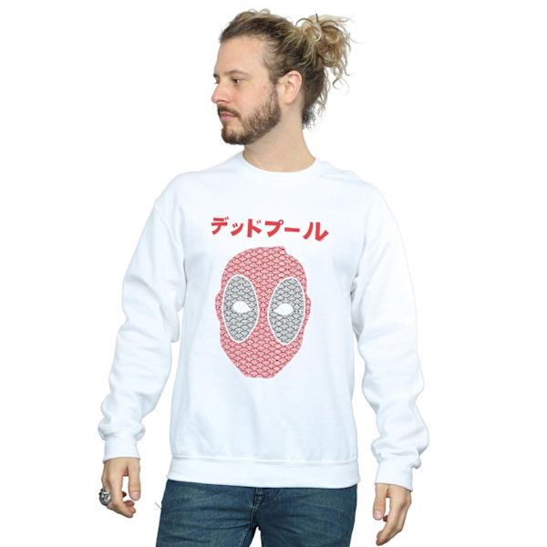 Marvel Herr Deadpool Japansk Seigaiha Huvud Sweatshirt 5XL Vit White 5XL