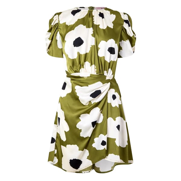 AX Paris Dam/Dam Blommig Polyester Rynkad Sida Kväll M Olive 8 UK