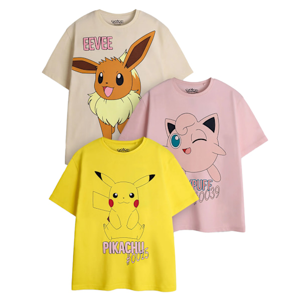 Pokemon Flickor Pikachu Eevee & Jigglypuff T-Shirt (3-pack) 7- Multicoloured 7-8 Years