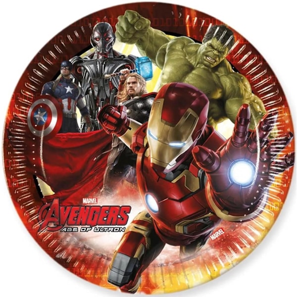 Avengers Age Of Ultron karaktärspartytallrikar (8-pack) En Multicoloured One Size