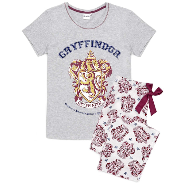 Harry Potter Dam Pyjamas Gryffindor Lång Set XL Grå/Vit Grey/White/Maroon XL
