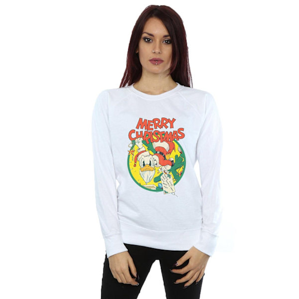 Disney Dam/Kvinnor Kalle Anka God Jul Sweatshirt S Vit White S