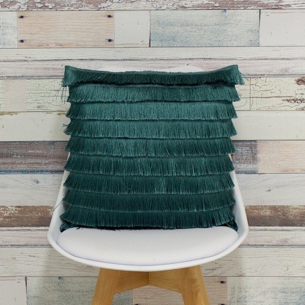 Furn Flicker Tiered Fringe Kuddfodral 45 x 45 cm Teal Teal 45 x 45 cm