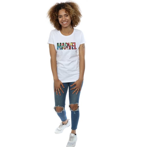 Marvel Comics Dam/Dam Karaktärer Bomullslogotyp T-Shirt L Vit White L