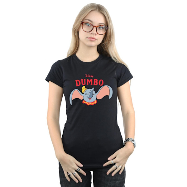 Disney Dam T-shirt i bomull med Dumbo-motiv, svart, storlek S Black S
