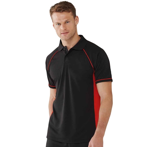 Finden & Hales Performance Contrast Panel Polo Shirt L Bla Black/Red L