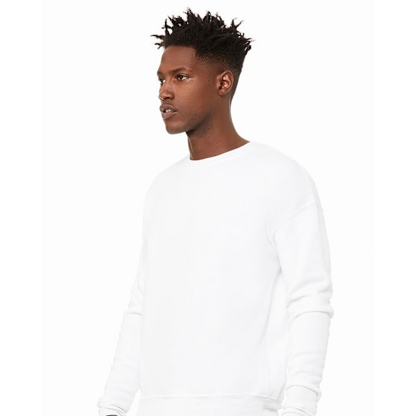 Bella + Canvas Unisex Adult Sponge Fleece Drop Shoulder Sweatshirt DTG White L