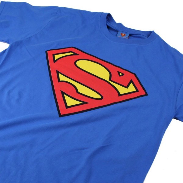 Superman Herr Logotyp bomull T-shirt XL Kungsblå/Röd Royal Blue/Red XL