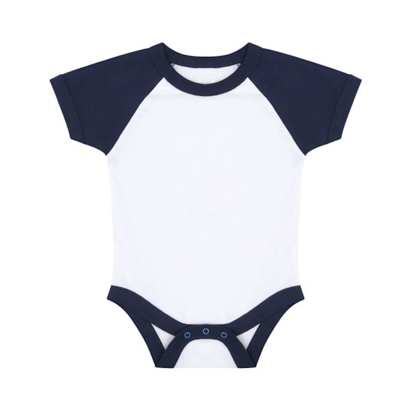 Larkwood Baby Boys/Girls Essential Short Sleeve Baseball Bodysuit White/Navy 6-12 Months