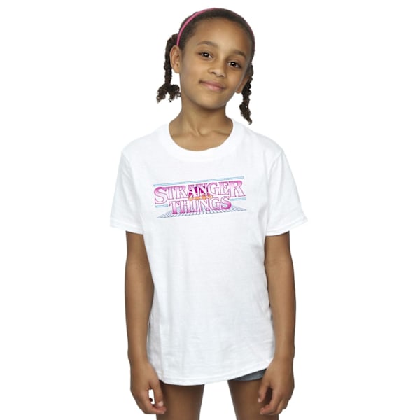 Netflix Girls Stranger Things Retro Title Bomull T-shirt 7-8 år White 7-8 Years