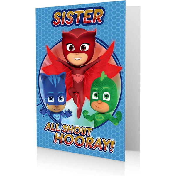 PJ Masks Systerkaraktärer Födelsedagskort En Storlek Blå/Röd/Grön Blue/Red/Green One Size