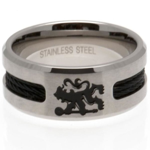 Chelsea FC Svart Inlay Ring Liten Silver Silver Small