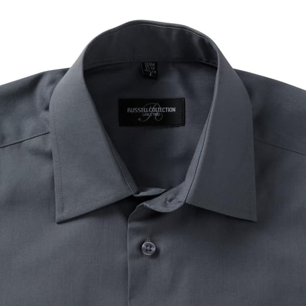 Russell Collection Herr Långärmad Poly-Bomull Lättskött Skräddarsydd Convoy Grey XL