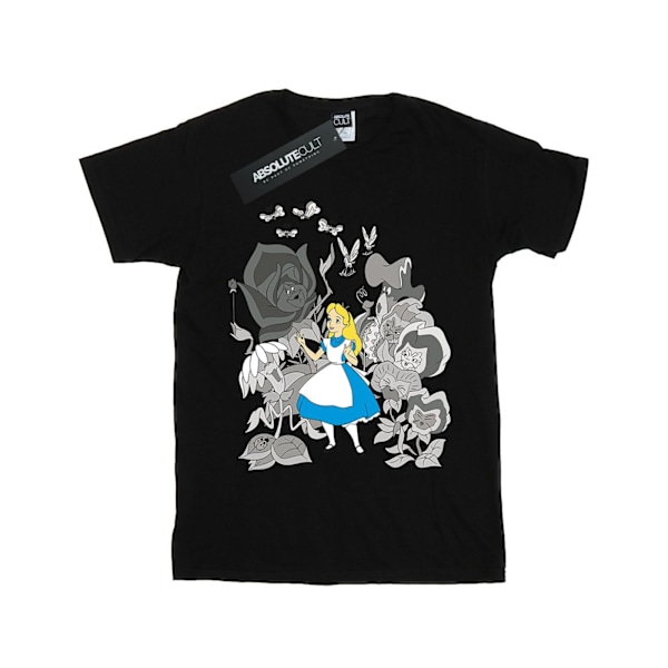 Disney Boys Alice In Wonderland Flowers T-Shirt 12-13 År Bla Black 12-13 Years