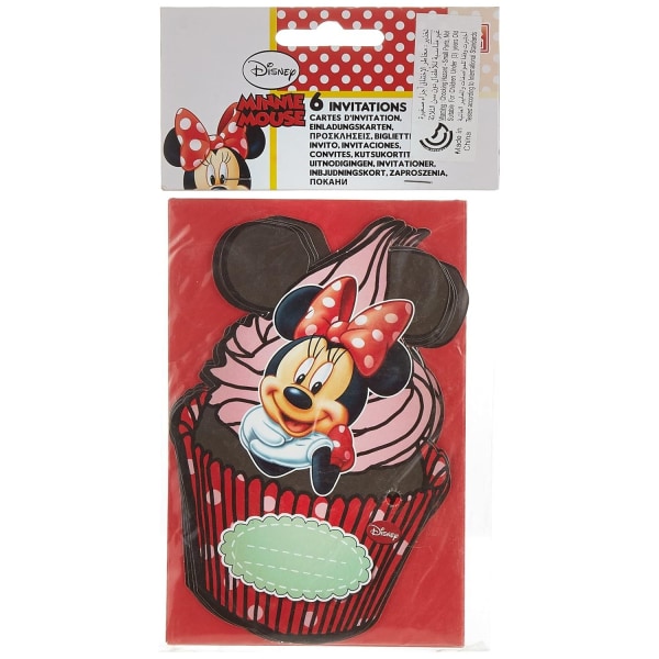 Disney Cafe Minnie Mouse-inbjudningar (paket med 6) En one size Röd/B Red/Black/Pink One Size