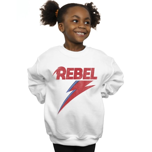 David Bowie Girls Distressed Rebel Sweatshirt 12-13 år Vit White 12-13 Years
