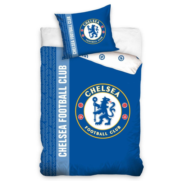 Chelsea FC Vändbar Bomull Crest Cover Set Single Royal Royal Blue/White Single