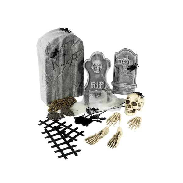 Smiffys Plast Gravgårdsdekoration Set (24-pack) One Size Grey One Size