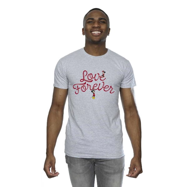 Disney Mens Mickey Mouse Love Forever T-Shirt XL Sports Grey Sports Grey XL