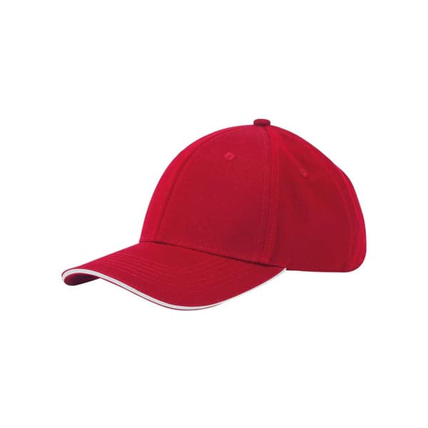 Beechfield Classic 6 Panel Organic Cotton Sandwich Peak Cap One Classic Red/White One Size