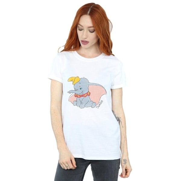 Dumbo Dam T-shirt för kvinnor/damer i klassisk bomull, pojkvän, XL, vit White XL