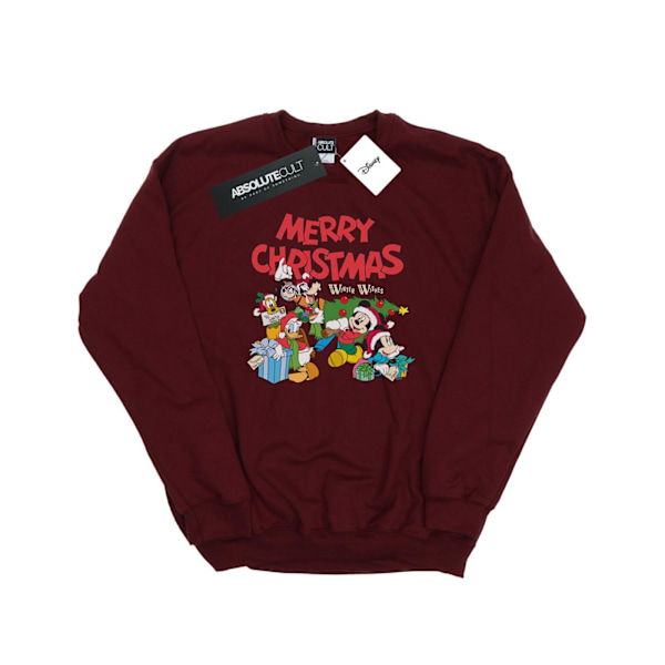 Disney Womens/Ladies Mickey And Friends Winter Wishes Sweatshirt Burgundy L