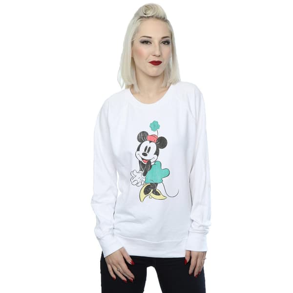 Disney Dam/Kvinnor Minnie Mouse Shamrock Hat Sweatshirt M Vit White M