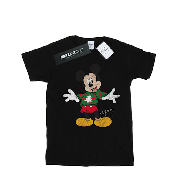 Disney Dam/Damer Mickey Mouse Jultröja Bomull Pojkvän Black L