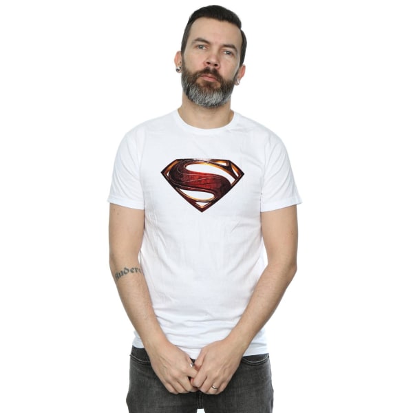 Superman T-shirt i bomull med logotyp för män, S, vit White S