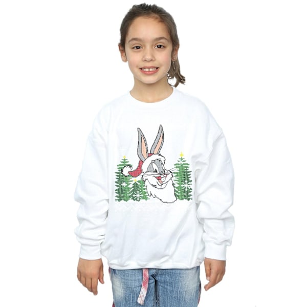 Looney Tunes Girls Bugs Bunny Jul Fair Isle Sweatshirt 12 White 12-13 Years