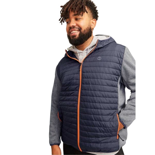 Jack And Jones Herr Quiltad Ribbad Mudd Plus Pufferjacka 8XL Grey Melange 8XL