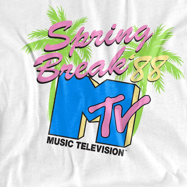 MTV Herr Spring Break Neon Palm Trees T-Shirt 4XL Vit White 4XL