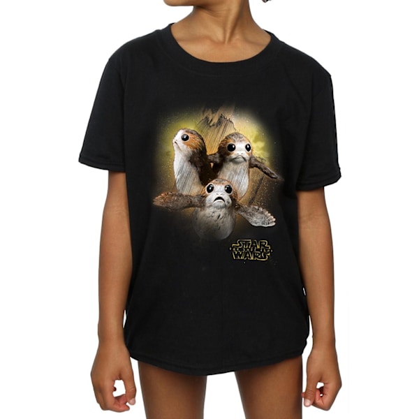 Star Wars: The Last Jedi T-shirt i borstad bomull med Porg för flickor 12-1 Black 12-13 Years