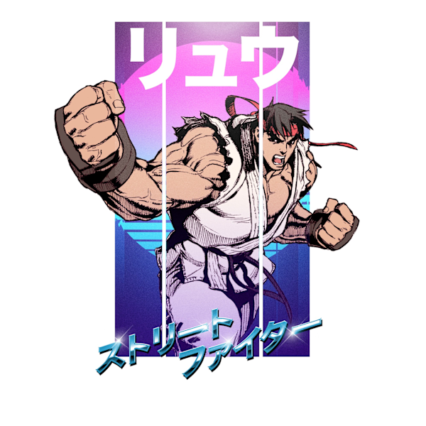 Street Fighter Unisex Adult Future 80s Ryu T-Shirt S Vit White S