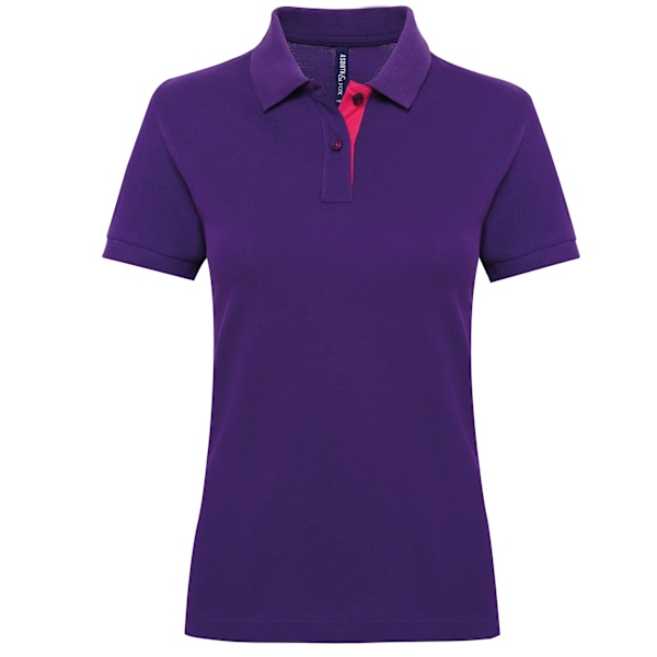 Asquith & Fox Dam/Dam Short Sleeve Contrast Polo Shirt M Purple/ Pink M