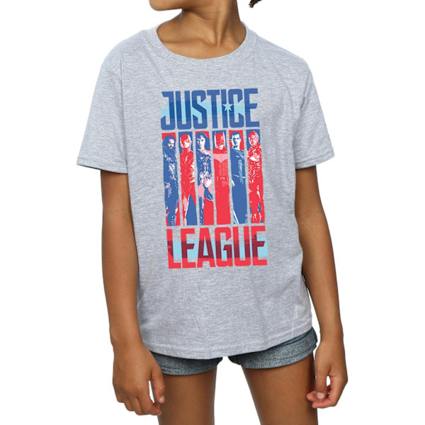 DC Comics Girls Justice League Movie Team Flag Bomull T-shirt 1 Sports Grey 12-13 Years