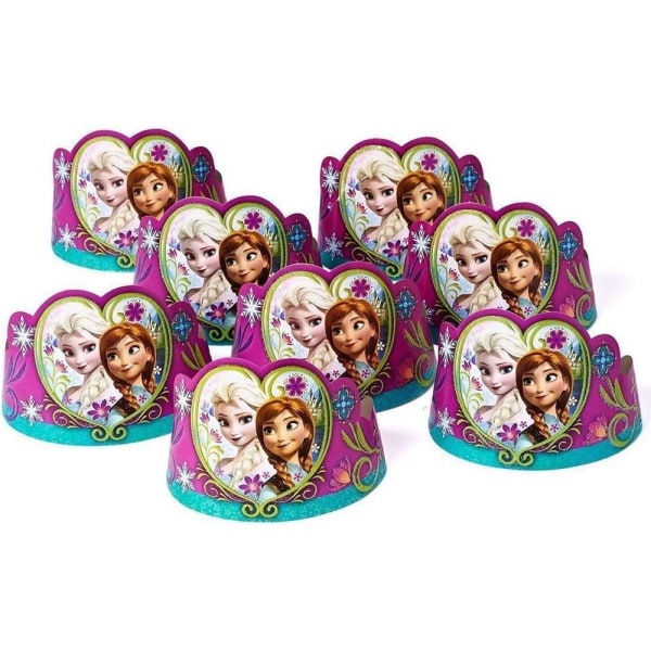 Frozen papper Anna And Elsa Tiara (Pack of 8) One Size Multicolo Multicoloured One Size