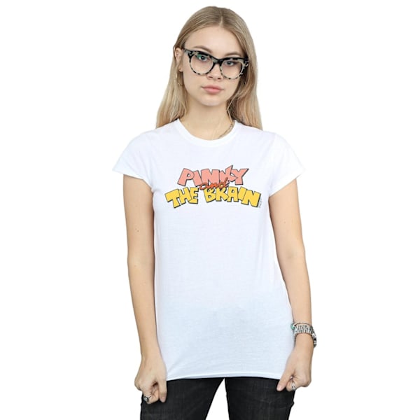 Animaniacs Dam/Kvinnor Pinky And The Brain Logo Bomull T-Shir White L